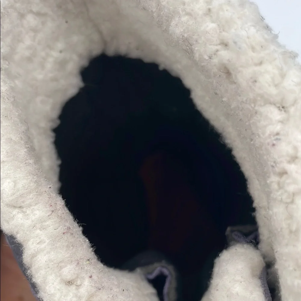 The North Face Gray Purple Winter Boots Waterproof Faux Fur Big Kid Size 5 Warm - Picture 15 of 16